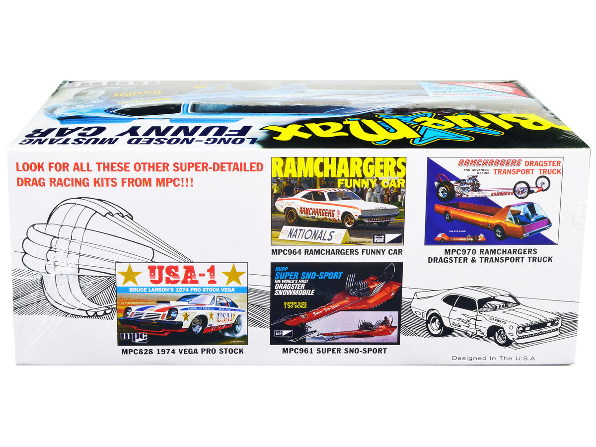 Skill 2 Model Kit "Blue Max" Long Nose Mustang Funny Car 1/25 Scale Model Car by MPC by MPC