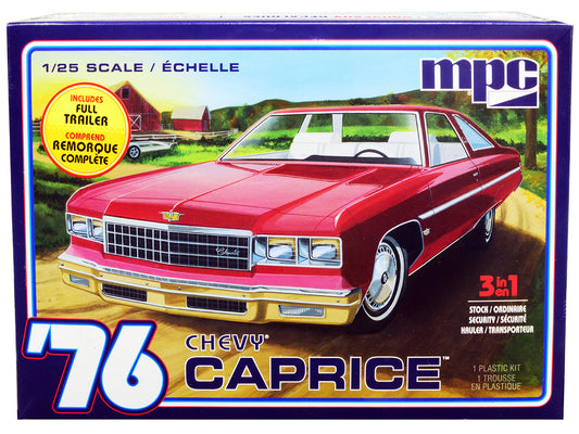Skill 2 Model Kit 1976 Chevrolet Caprice with Trailer 3-in-1 Kit 1/25 Scale Model by MPC by MPC