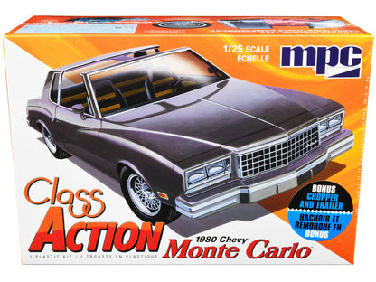 Skill 2 Model Kit 1980 Chevrolet Monte Carlo "Class Action" with Motorcycle and Trailer (Skill 2) 1/25 Scale Model Car by MPC by MPC