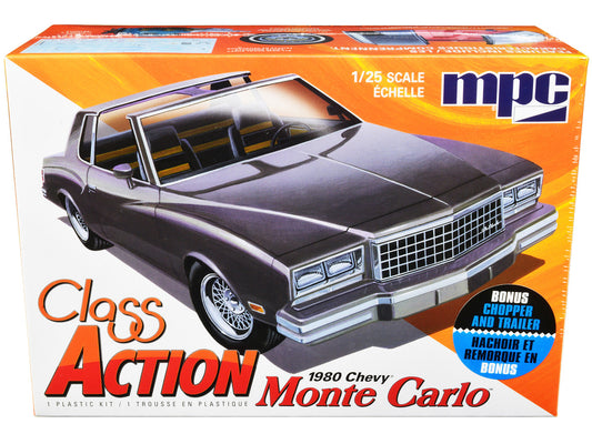 Skill 2 Model Kit 1980 Chevrolet Monte Carlo "Class Action" with Motorcycle and Trailer (Skill 2) 1/25 Scale Model Car by MPC by MPC
