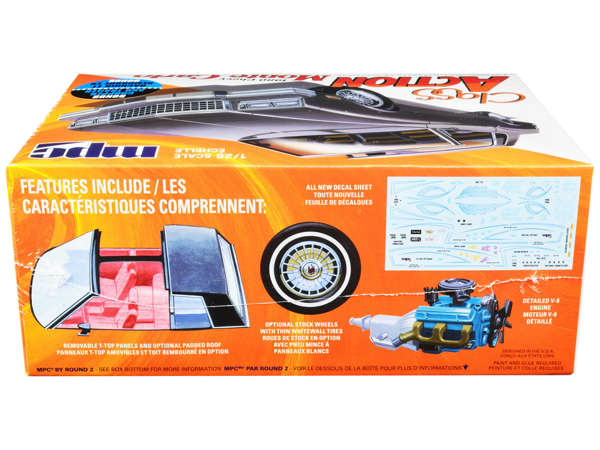 Skill 2 Model Kit 1980 Chevrolet Monte Carlo "Class Action" with Motorcycle and Trailer (Skill 2) 1/25 Scale Model Car by MPC by MPC