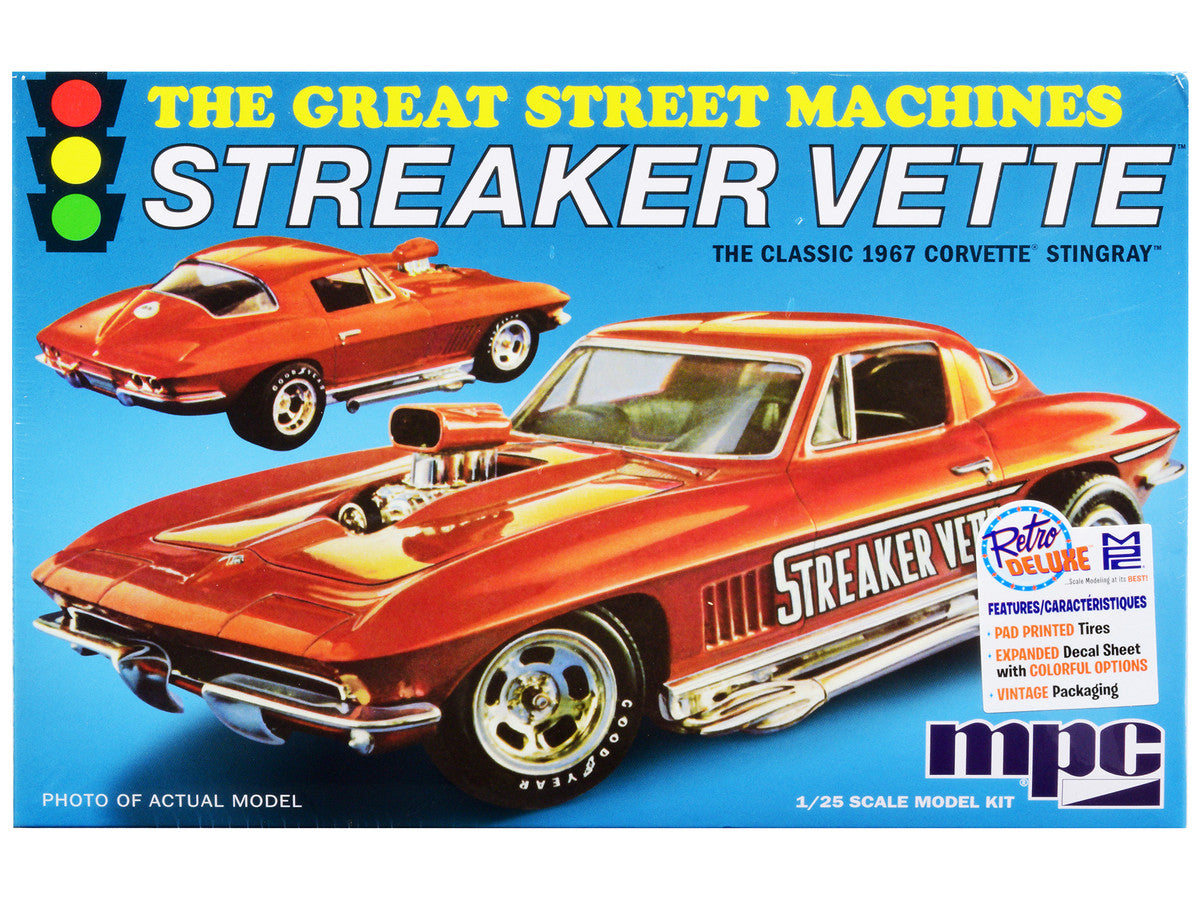Skill 2 Model Kit 1967 Chevrolet Corvette Stingray "Streaker Vette" "The Great Street Machines" Series 1/25 Scale Model Car by MPC by MPC