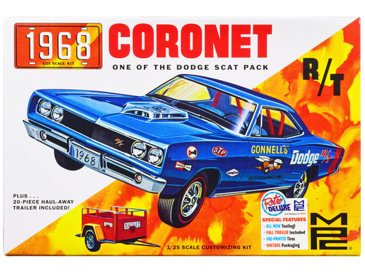 Skill 2 Model Kit 1968 Dodge Coronet Hardtop with Trailer 1/25 Scale Model by MPC by MPC