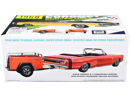 Skill 2 Model Kit 1968 Dodge Coronet R/T Convertible with Haul-Away Trailer 1/25 Scale Model by MPC by MPC