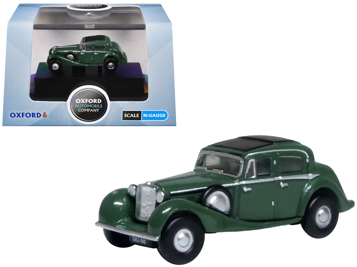 Jaguar SS RHD (Right Hand Drive) Suede Green with Black Top 1/148 (N) Scale Diecast Model Car by Oxford Diecast by Oxford Diecast