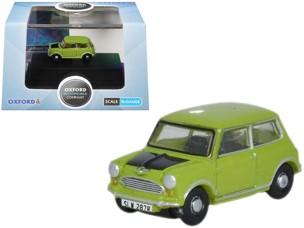 Mini Cooper Lime Green with Matt Black Hood 1/148 (N) Scale Diecast Model Car by Oxford Diecast by Oxford Diecast