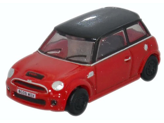 Mini Cooper S RHD (Right Hand Drive) Chili Red with Black Top 1/148 (N) Scale Diecast Model Car by Oxford Diecast by Oxford Diecast