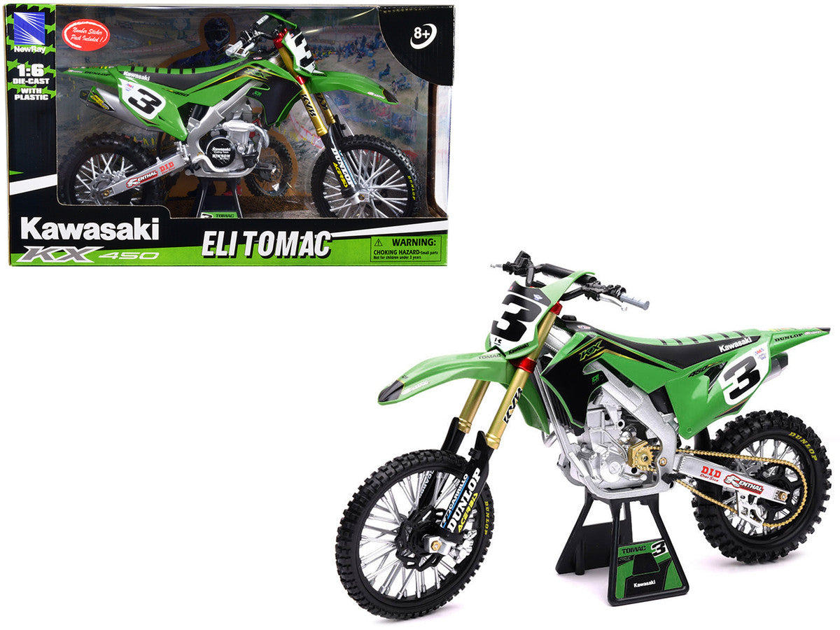 Kawasaki KX 450F Dirt Bike Motorcycle #3 Eli Tomac Green and Black "Kawasaki Racing Team" 1/6 Diecast Model by New Ray by New Ray