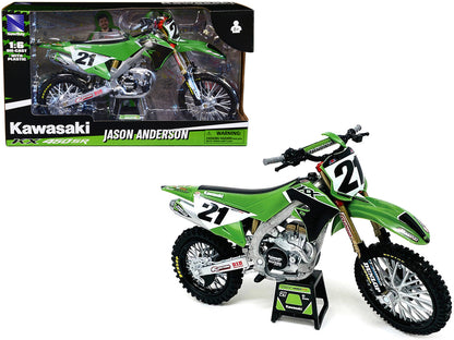 Kawasaki KX450SR Dirt Bike Motorcycle #21 Jason Anderson Green and Black "Kawasaki Racing Team" 1/6 Model by New Ray by New Ray