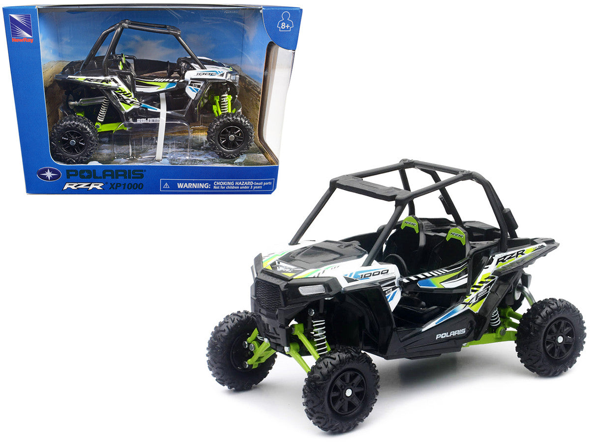 Polaris RZR XP 1000 Dune Buggy White Lightning and Bright Green 1/18 Diecast Model by New Ray by New Ray