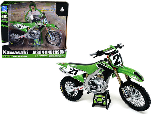 Kawasaki KX450SR Dirt Bike Motorcycle #21 Jason Anderson Green and Black "Kawasaki Racing Team" 1/12 Model by New Ray by New Ray