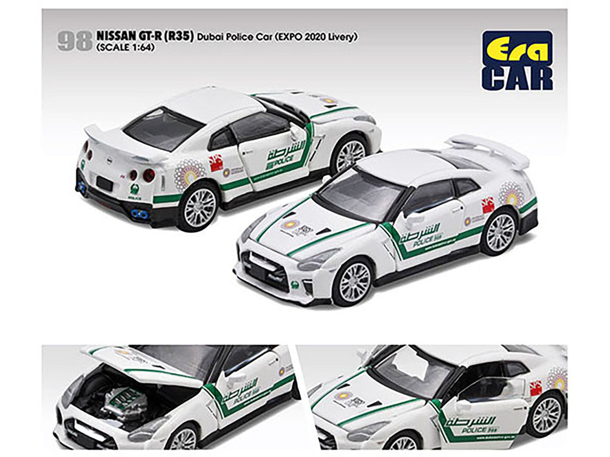 Nissan GT-R (R35) White Dubai Police "EXPO 2020" Livery Limited Edition to 720 pieces Worldwide 1/64 Diecast Model Car by Era Car by Era Car