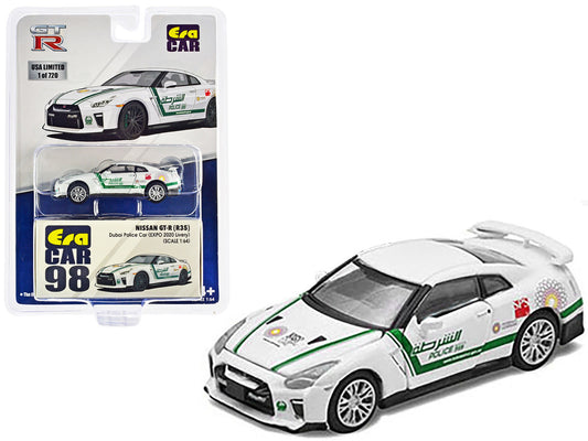 Nissan GT-R (R35) White Dubai Police "EXPO 2020" Livery Limited Edition to 720 pieces Worldwide 1/64 Diecast Model Car by Era Car by Era Car