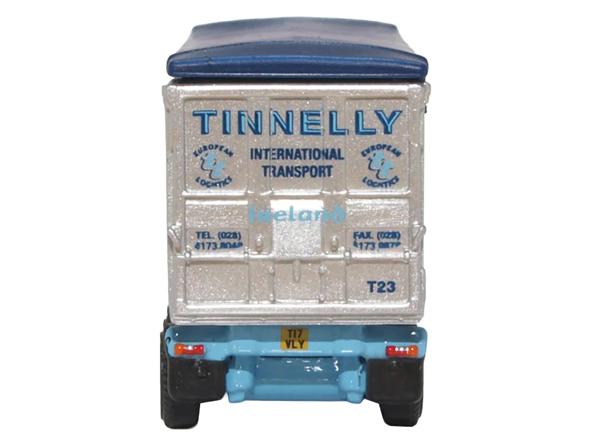 Scania T-Cab Truck RHD (Right Hand Drive) with Covered Dump Trailer "Tinnelly" White with Blue Graphics 1/148 (N) Scale Diecast Model Car by Oxford Diecast by Oxford Diecast