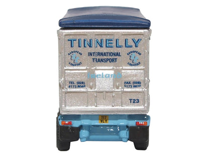 Scania T-Cab Truck RHD (Right Hand Drive) with Covered Dump Trailer "Tinnelly" White with Blue Graphics 1/148 (N) Scale Diecast Model Car by Oxford Diecast by Oxford Diecast