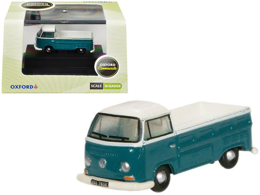 Volkswagen T2 Pickup Truck Emerald Green and Arkona White 1/148 (N) Scale Diecast Model Car by Oxford Diecast by Oxford Diecast