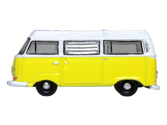 Volkswagen T2 Bay Window Camper Van Saturn Yellow and White 1/148 (N) Scale Diecast Model Car by Oxford Diecast by Oxford Diecast