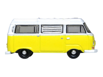 Volkswagen T2 Bay Window Camper Van Saturn Yellow and White 1/148 (N) Scale Diecast Model Car by Oxford Diecast by Oxford Diecast
