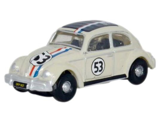Volkswagen Beetle #53 Beige with Stripes and Black Top 1/148 (N) Scale Diecast Model Car by Oxford Diecast by Oxford Diecast