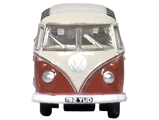 Volkswagen T1 Samba Bus Sealing Wax Red and Gray 1/148 (N) Scale Diecast Model Car by Oxford Diecast by Oxford Diecast