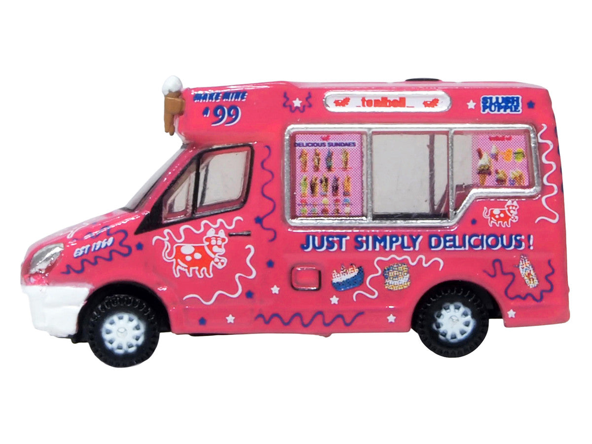 Whitby Mondial Ice Cream Van "Tonibell" Pink with Graphics 1/76 (OO) Scale Diecast Model Car by Oxford Diecast by Oxford Diecast