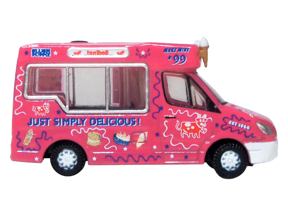 Whitby Mondial Ice Cream Van "Tonibell" Pink with Graphics 1/76 (OO) Scale Diecast Model Car by Oxford Diecast by Oxford Diecast