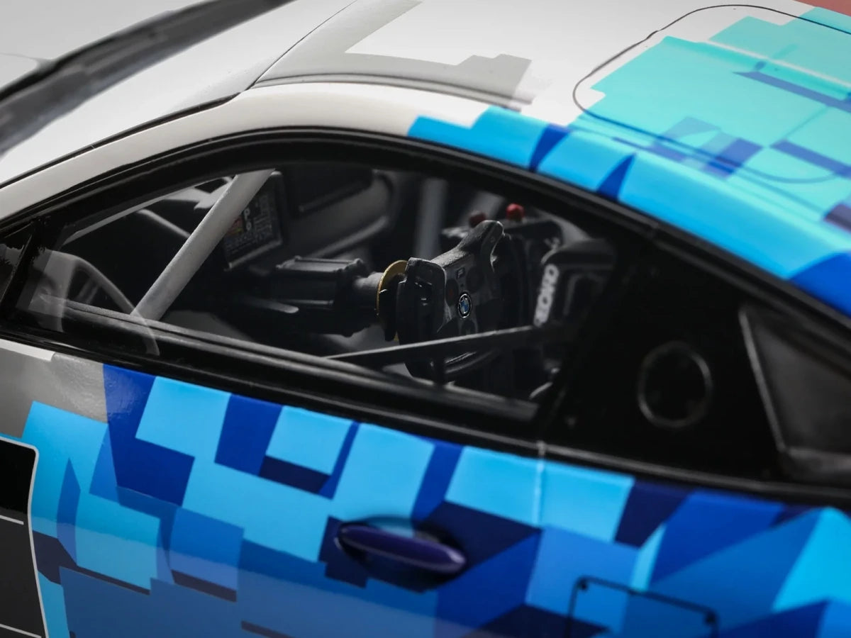 2024 BMW M4 GT4 #1 "M Motorsport Livery" Black and White with Red and Blue Graphics Limited Edition to 999 pieces Worldwide 1/18 Model Car by Otto Mobile by Otto Mobile
