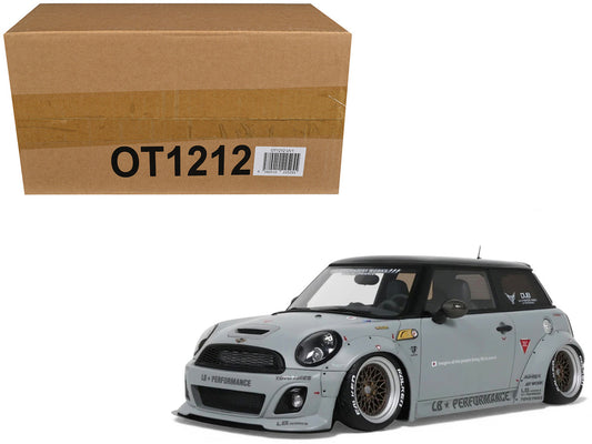 2015 Mini Cooper R56 LB-Works "LB Nation" Gray with Black Top Limited Edition to 999 pieces Worldwide 1/18 Model Car by Otto Mobile by Otto Mobile