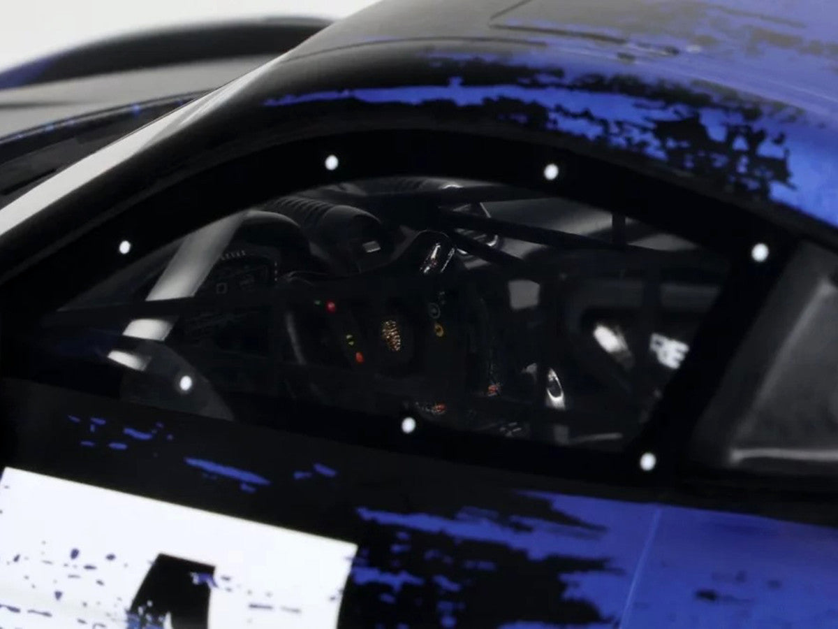 2021 Porsche Cayman 718 GT4 RS Clubsport #4 Black with Blue Graphics Limited Edition to 999 pieces Worldwide 1/18 Model Car by Otto Mobile by Otto Mobile