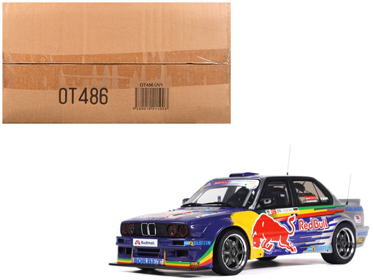 2023 BMW E30 V8 Drift "Red Bull Driftbrothers" Blue and Silver with Graphics Limited Edition to 3000 pieces Worldwide 1/18 Model Car by Otto Mobile by Otto Mobile