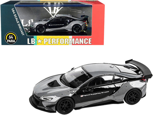 BMW i8 Liberty Walk Gray and Black "LB Performance" Series 1/64 Diecast Model Car by Paragon by Paragon