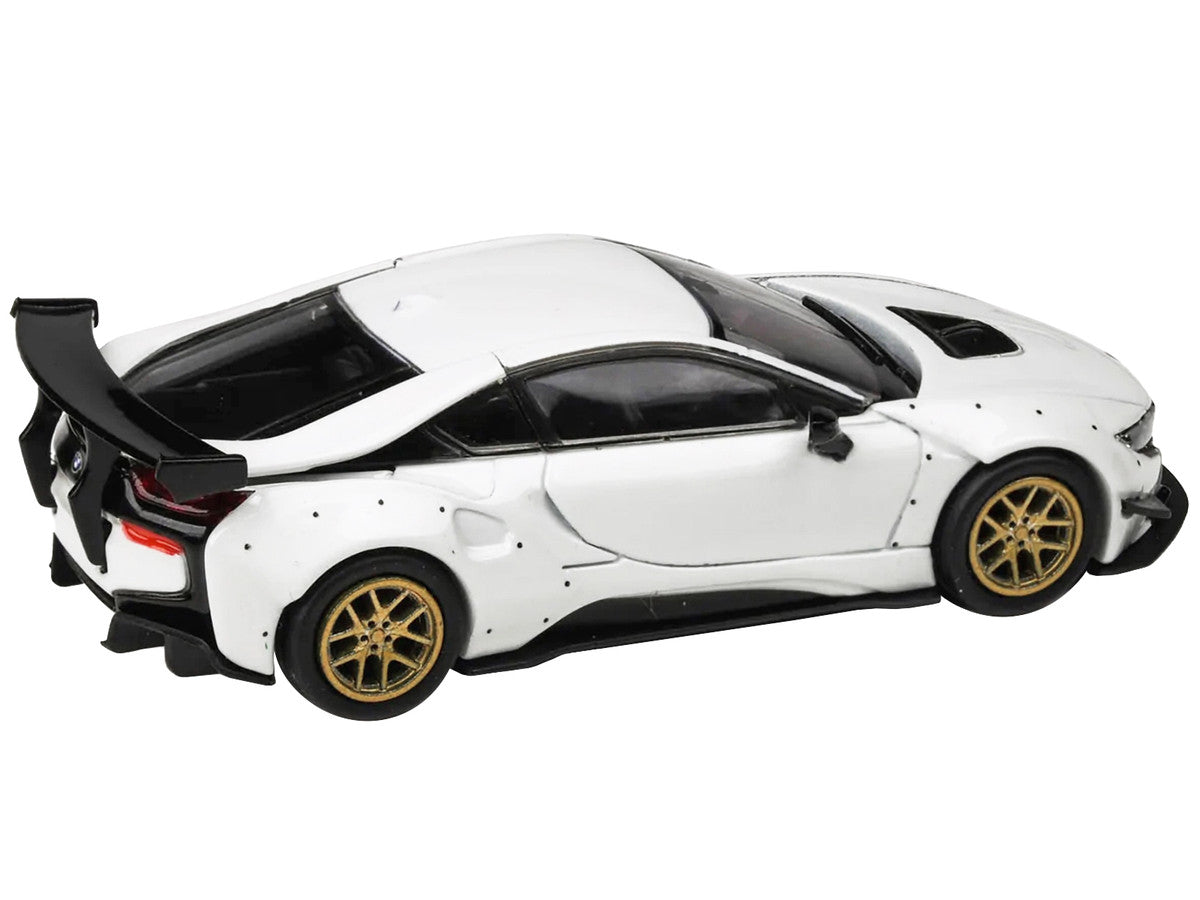 BMW i8 Liberty Walk White with Gold Wheels 1/64 Diecast Model Car by Paragon Models by Paragon