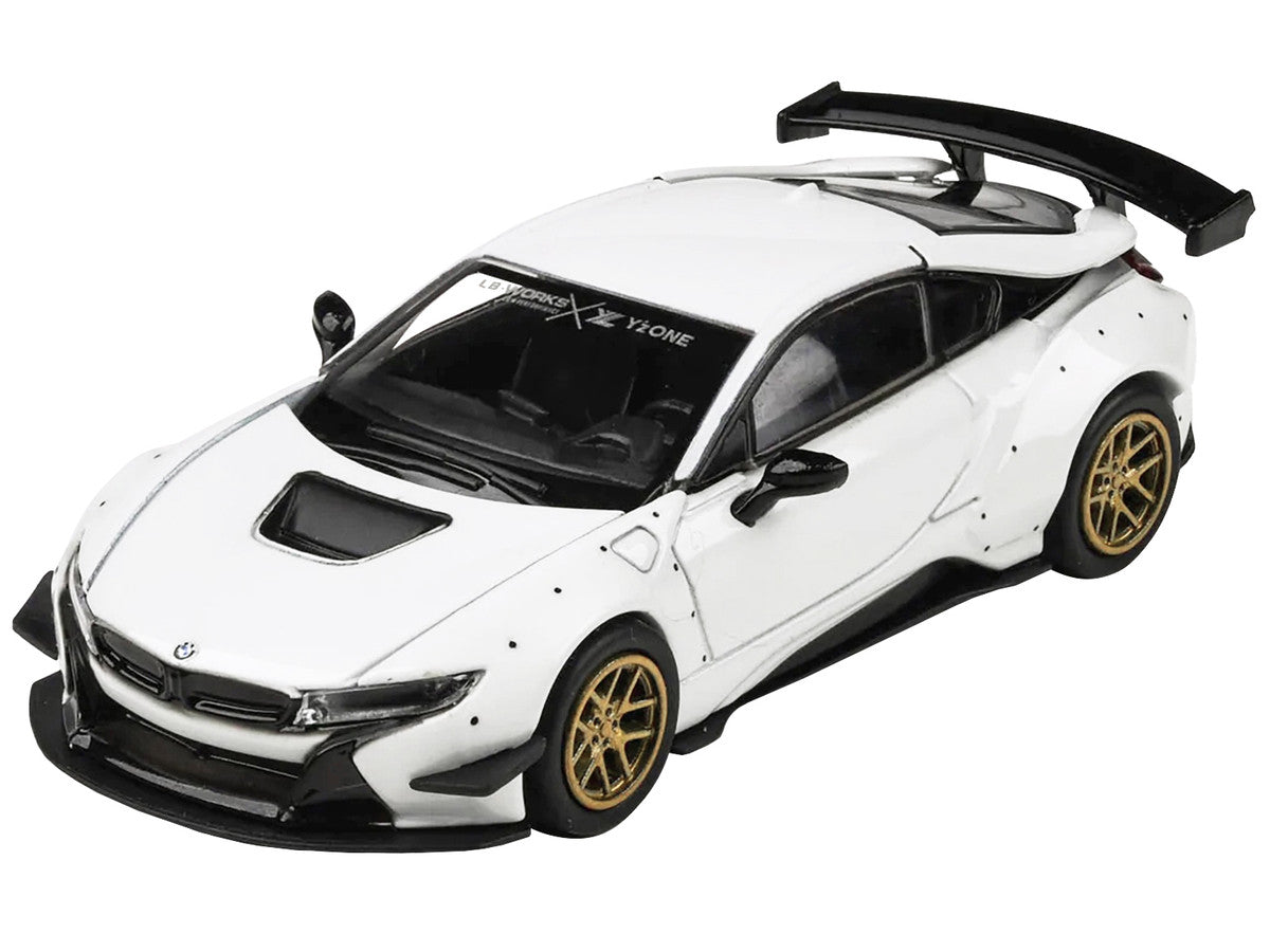 BMW i8 Liberty Walk White with Gold Wheels 1/64 Diecast Model Car by Paragon Models by Paragon