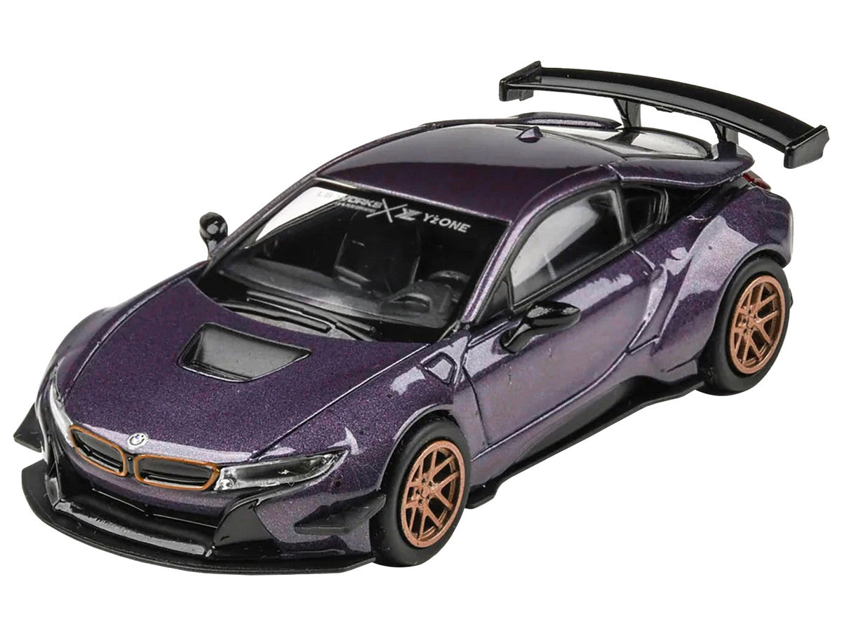BMW i8 Liberty Walk Twilight Purple Metallic with Gold Wheels 1/64 Diecast Model Car by Paragon Models by Paragon