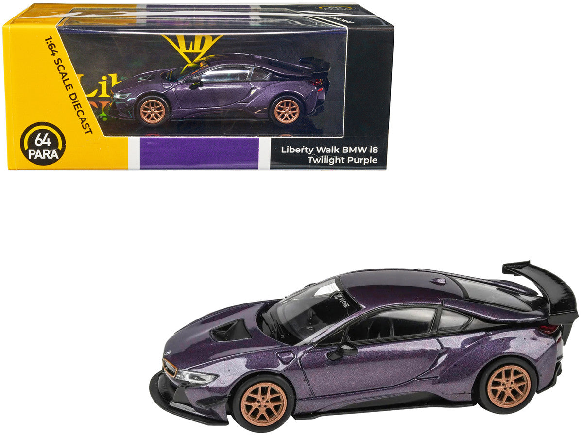 BMW i8 Liberty Walk Twilight Purple Metallic with Gold Wheels 1/64 Diecast Model Car by Paragon Models by Paragon