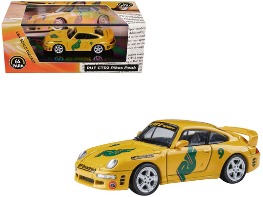 RUF CTR2 #9 "Pikes Peak" Yellow with Graphics 1/64 Diecast Model Car by Paragon Models by Paragon