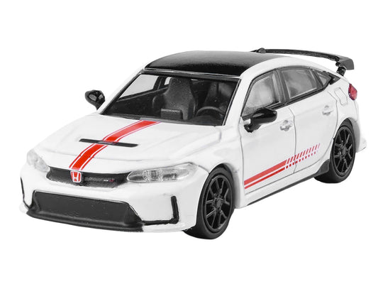2025 Honda Civic Type R FL5 "Ultimate Edition" White with Red Stripes and Black Top 1/64 Diecast Model Car by Paragon by Paragon