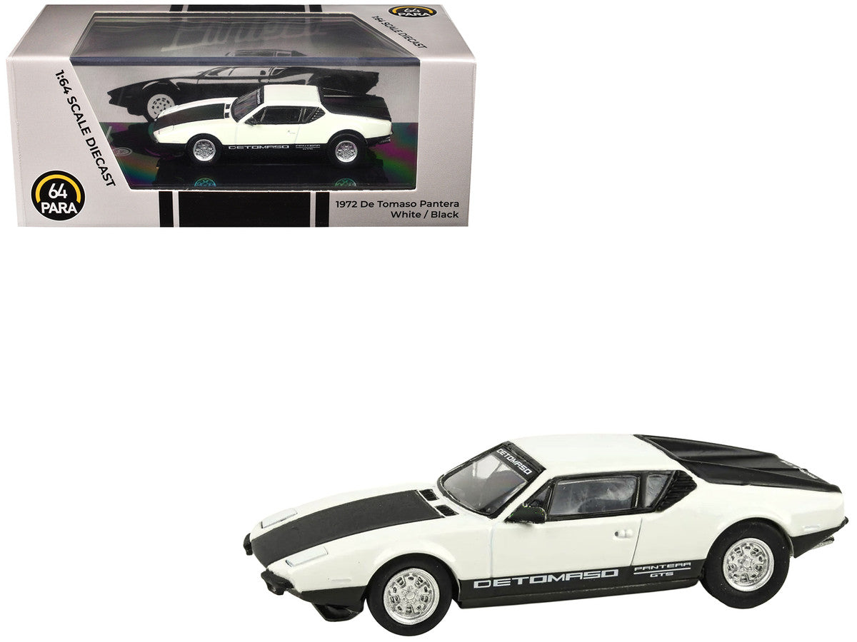 1972 De Tomaso Pantera White and Black 1/64 Diecast Model Car by Paragon Models by Paragon