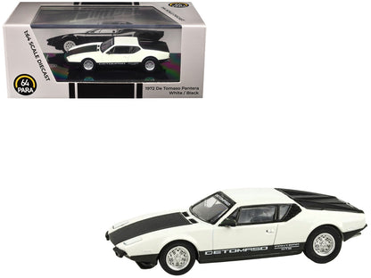1972 De Tomaso Pantera White and Black 1/64 Diecast Model Car by Paragon Models by Paragon