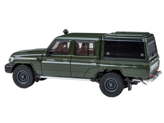 2014 Toyota Land Cruiser LC 79 with Camper Shell Military Green 1/64 Diecast Model Car by Paragon Models by Paragon