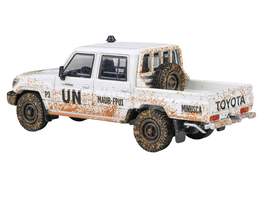 2014 Toyota Land Cruiser LC 79 Pickup Truck "UN MINUSCA" White (Dirty Version) 1/64 Diecast Model Car by Paragon Models by Paragon