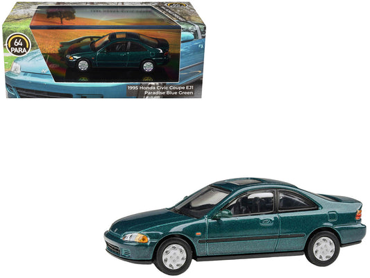 1995 Honda Civic Coupe EJ1 Paradise Blue Green Metallic with Sunroof 1/64 Diecast Model Car by Paragon Models by Paragon