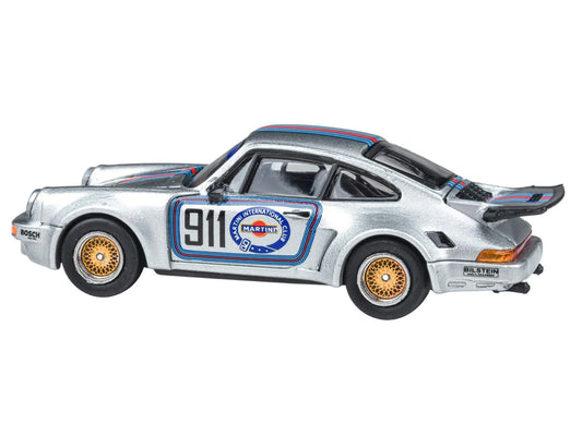 Porsche 911 Carrera RSR 3.0 "Martini Racing" Silver Metallic with Stripes 1/64 Diecast Model Car by Paragon Models by Paragon