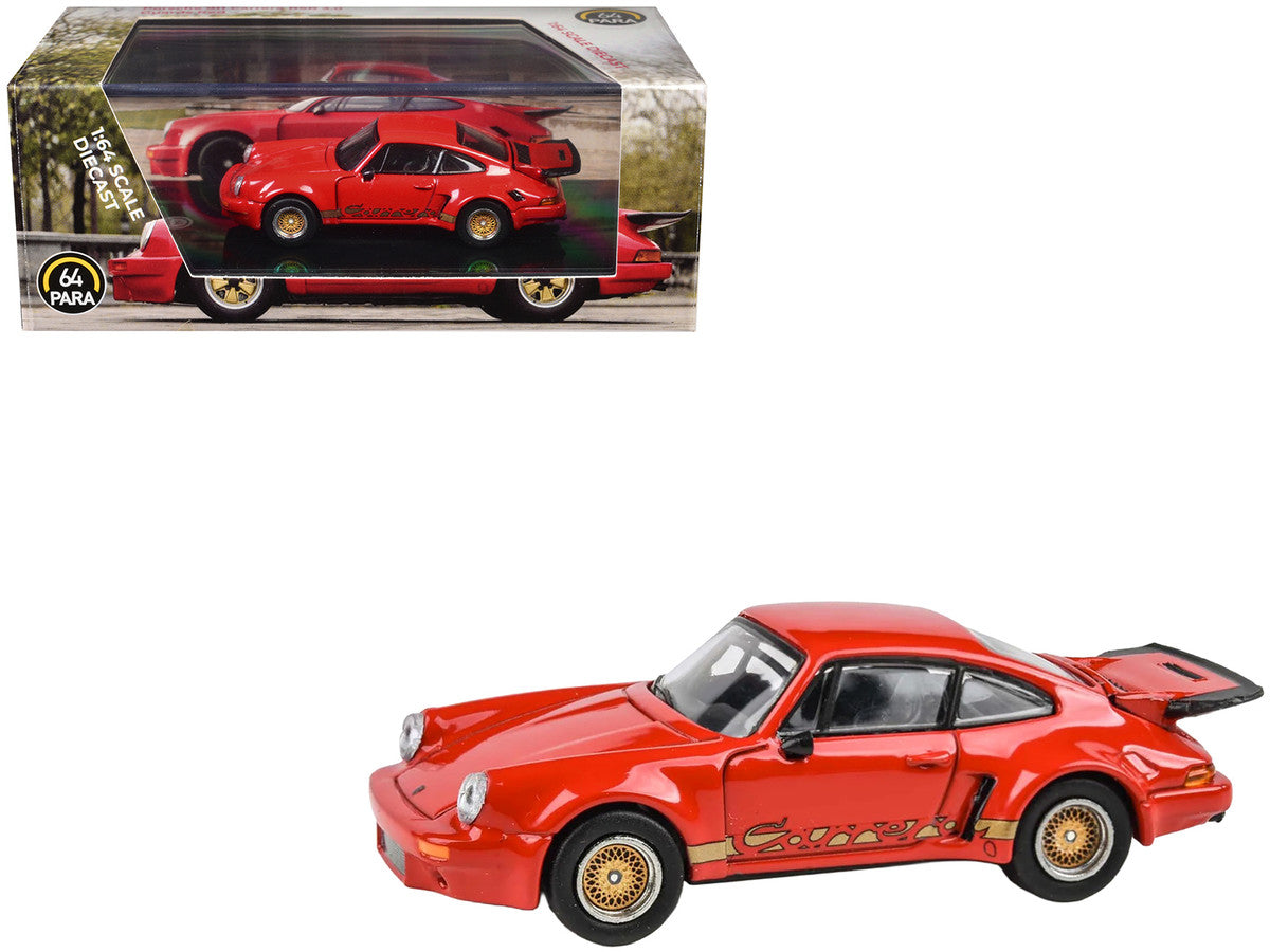 Porsche 911 Carrera RSR 3.0 Guards Red with Gold Stripes and Wheels 1/64 Diecast Model Car by Paragon Models by Paragon