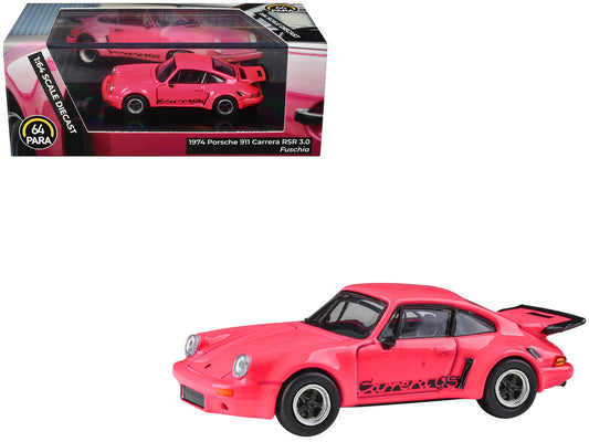 1974 Porsche 911 Carrera RSR 3.0 Fuchsia with Black Stripes 1/64 Diecast Model Car by Paragon Models by Paragon
