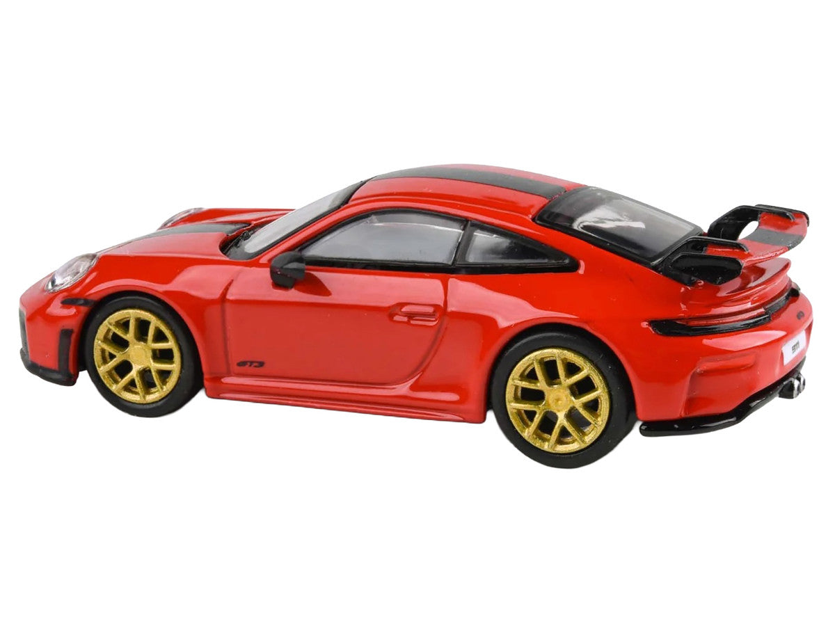 2025 Porsche 911 GT3 (992.2) Guards Red with Carbon Stripe and Gold Wheels 1/64 Diecast Model Car by Paragon Models by Paragon