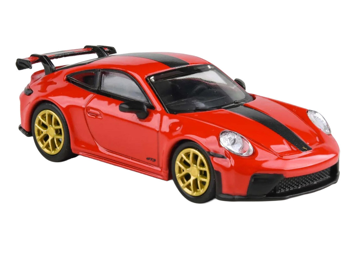 2025 Porsche 911 GT3 (992.2) Guards Red with Carbon Stripe and Gold Wheels 1/64 Diecast Model Car by Paragon Models by Paragon