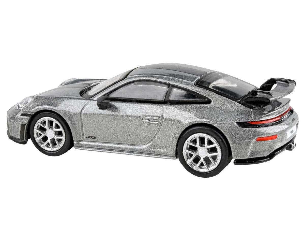 2025 Porsche 911 GT3 (992.2) GT Silver Metallic with Carbon Stripe 1/64 Diecast Model Car by Paragon Models by Paragon