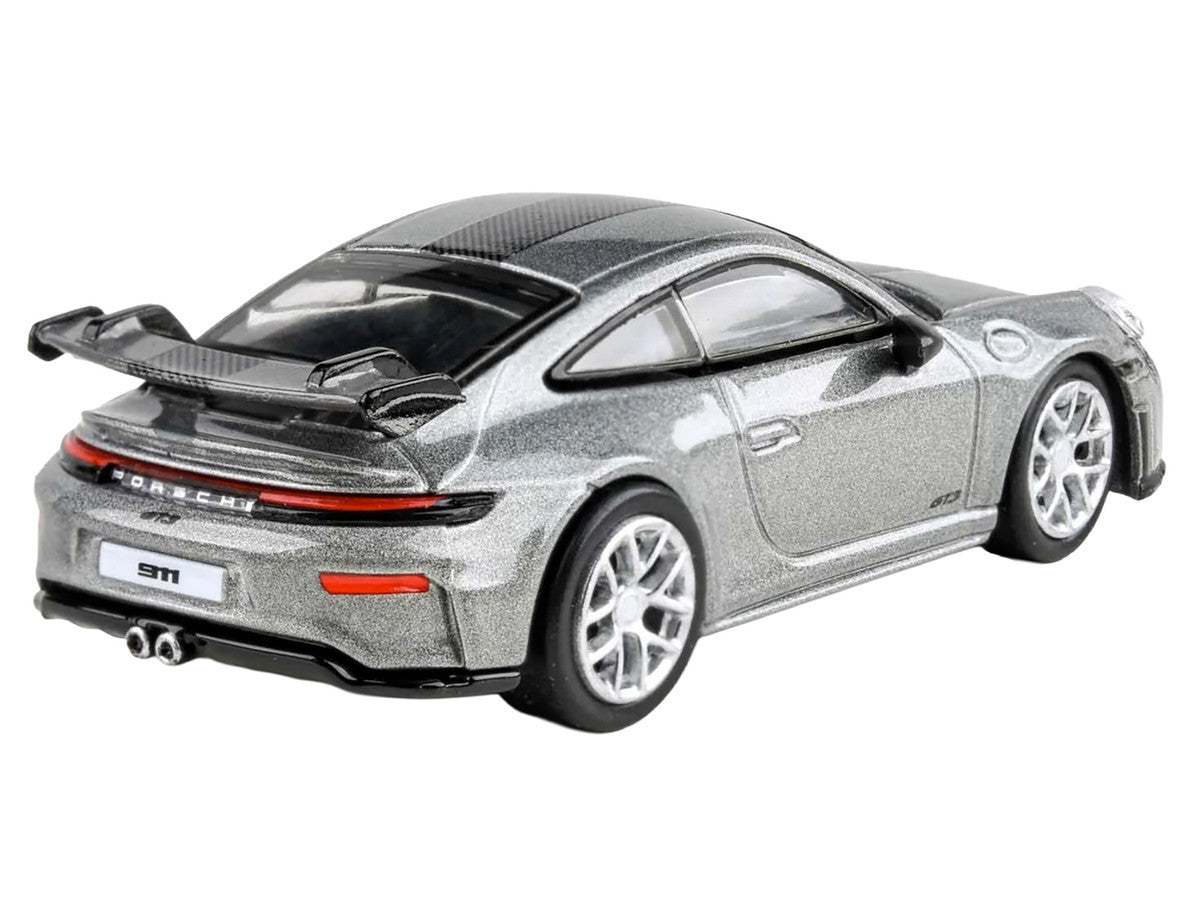 2025 Porsche 911 GT3 (992.2) GT Silver Metallic with Carbon Stripe 1/64 Diecast Model Car by Paragon Models by Paragon