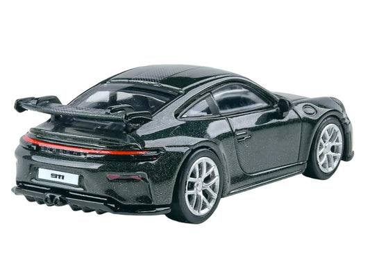 2025 Porsche 911 GT3 (992.2) Oak Green Metallic Neo with Carbon Stripe 1/64 Diecast Model Car by Paragon by Paragon